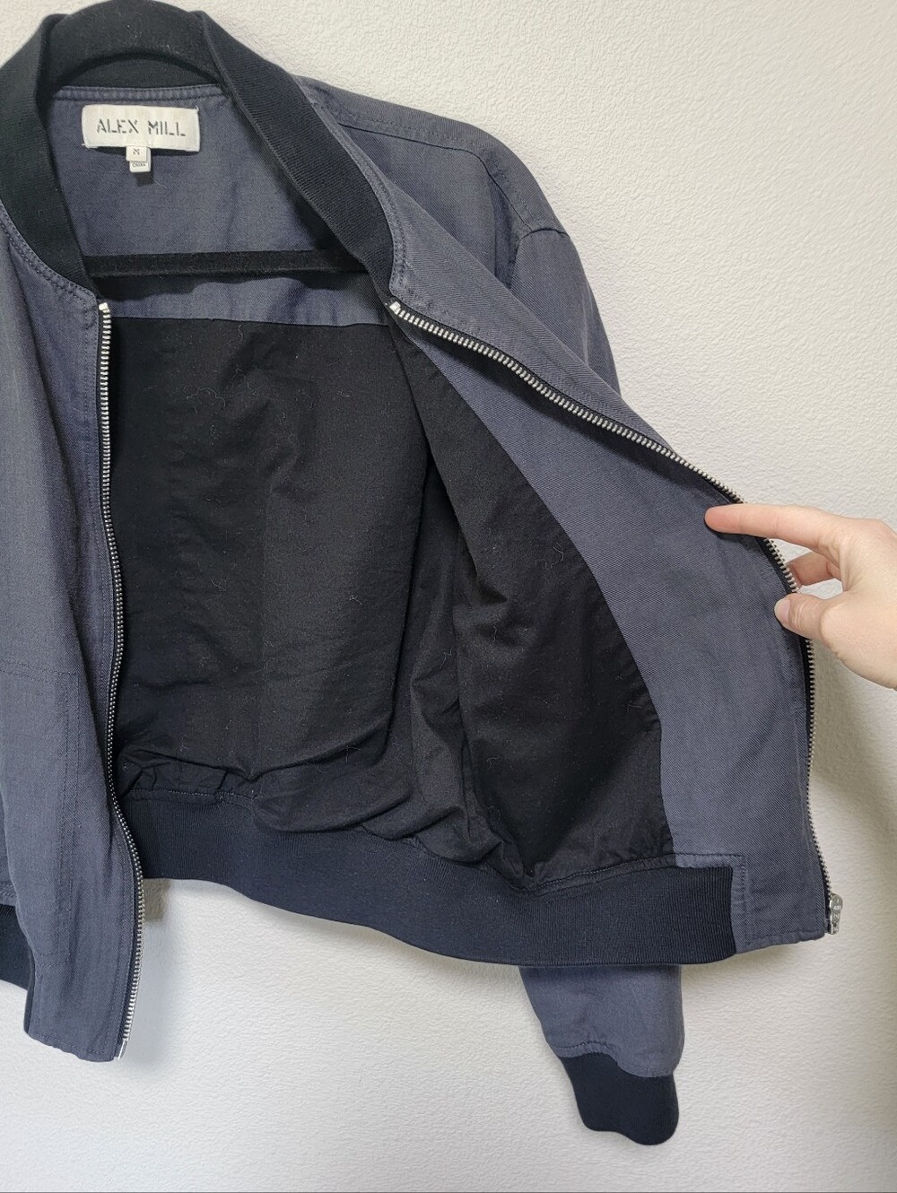 Alex Mill Cropped Bomber Jacket Linen Blend Washed Black - Picture 5 of 7